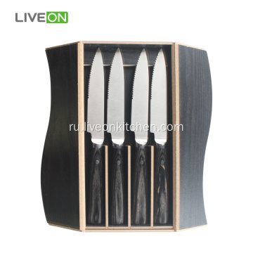 4 стейк нож с деревянной ручкой Pakka